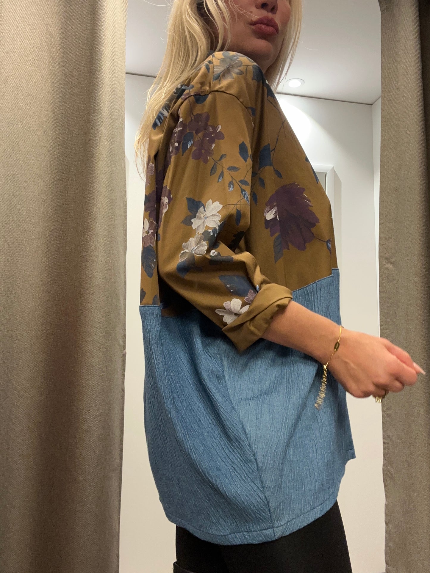 Lässige Bluse mit Denim L/XL