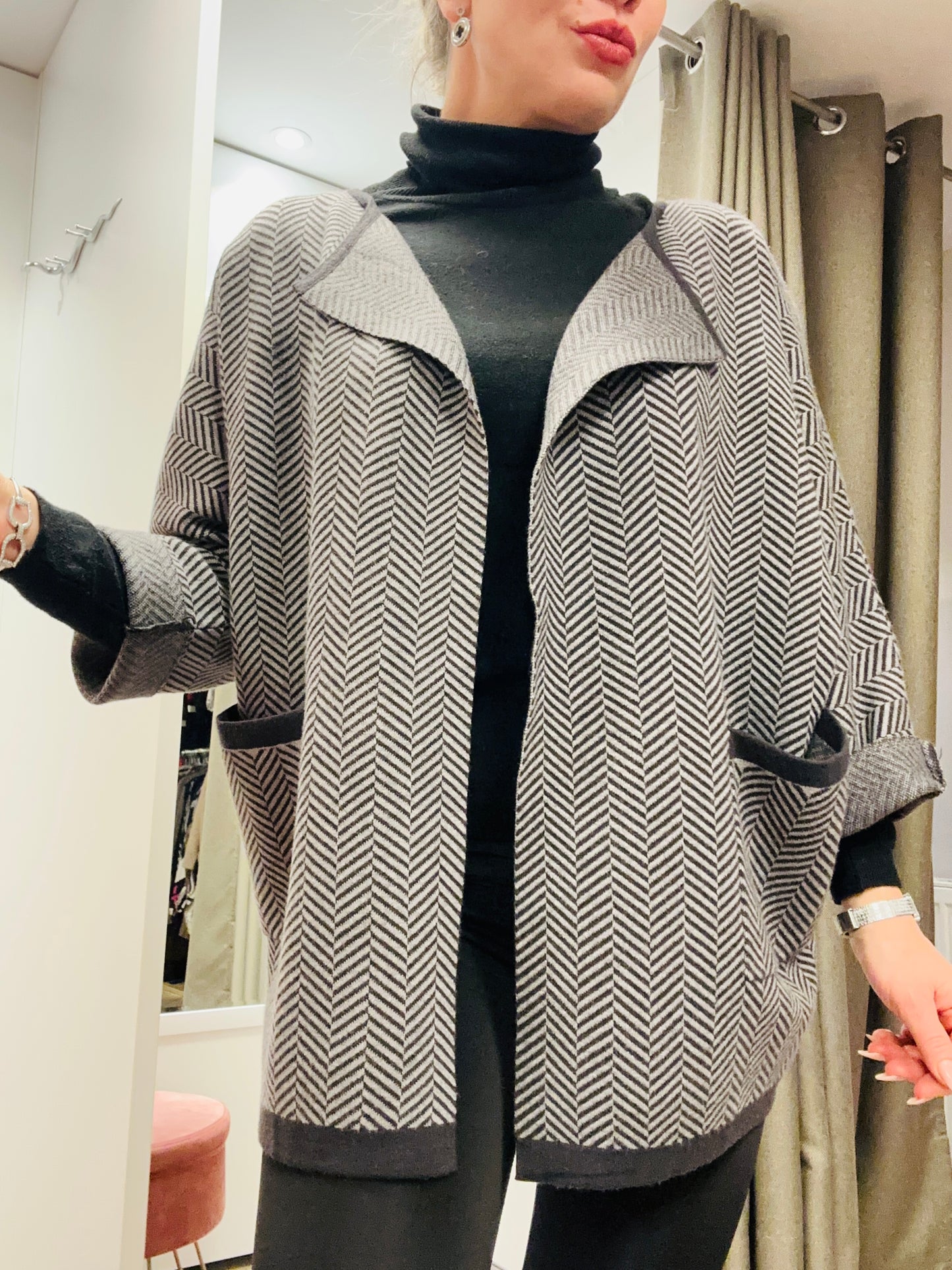 Cardigan kurz in Grau M/L/XL
