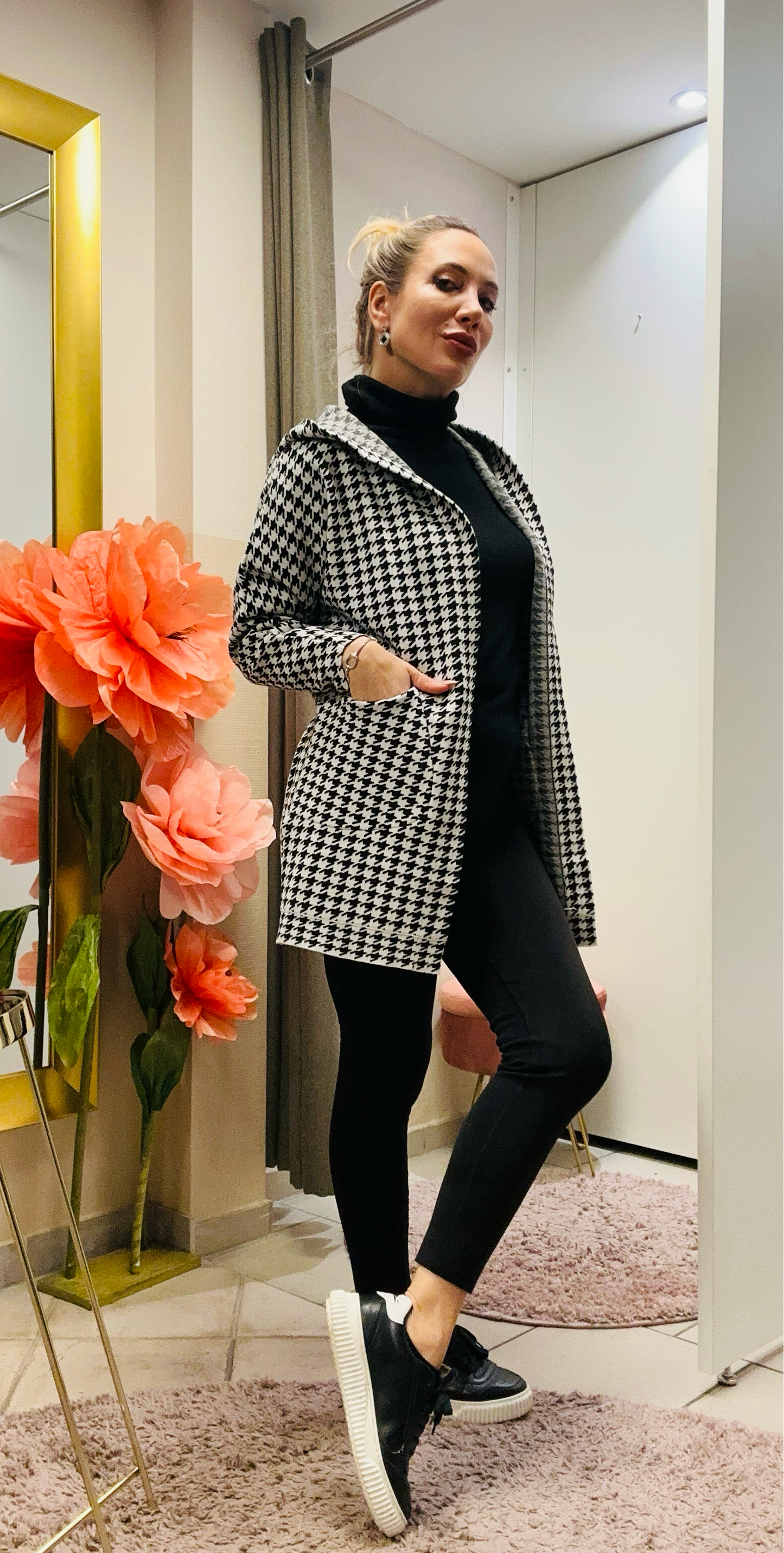 Cardigan Hahnentritt-Muster