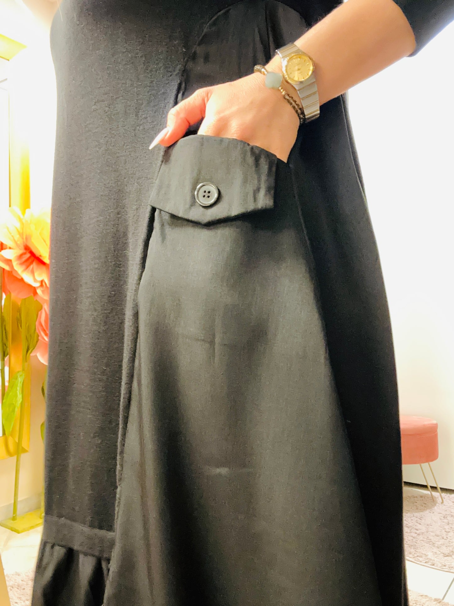 Rüschen-Kleid in Schwarz M