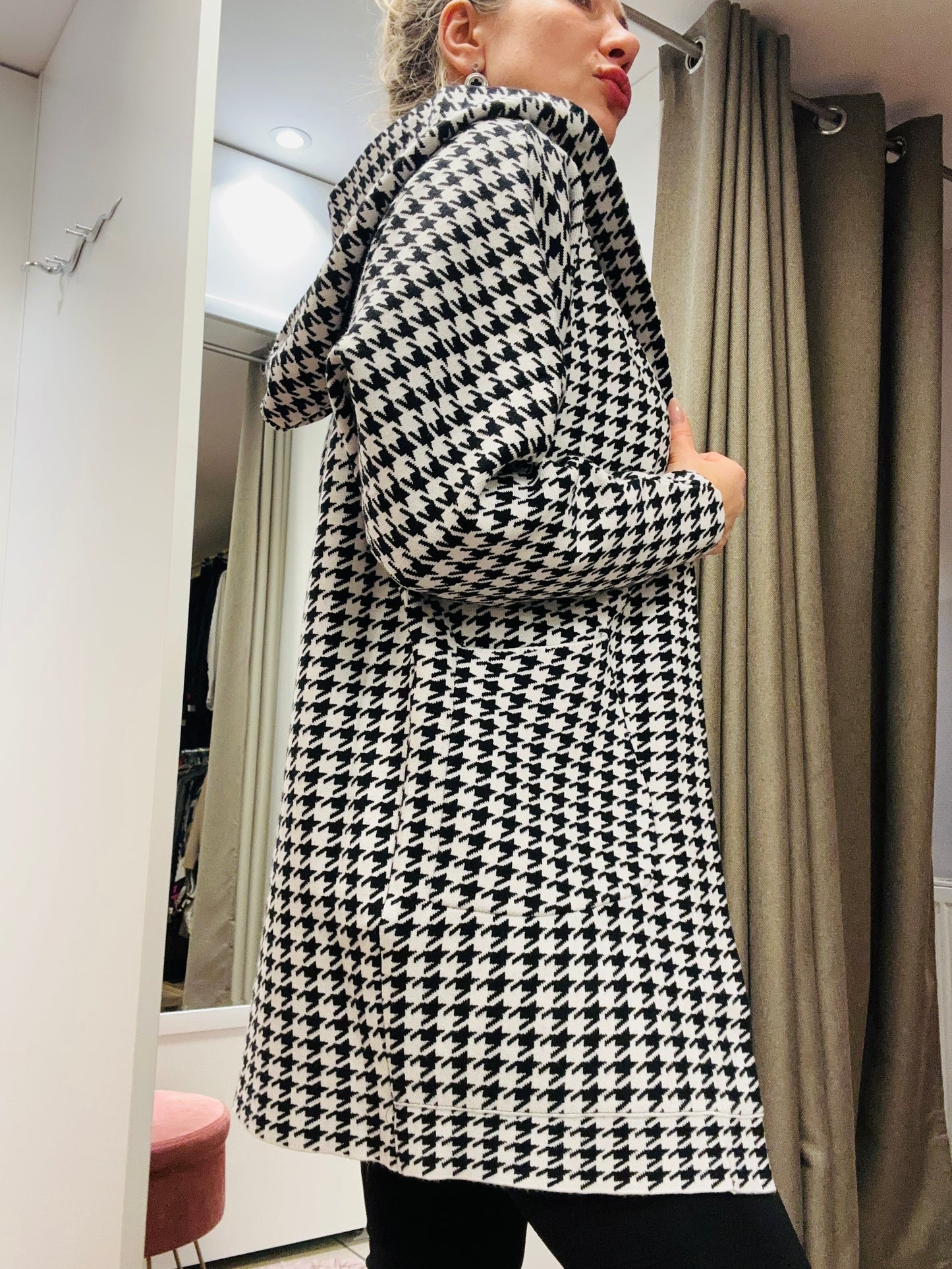 Cardigan Hahnentritt-Muster