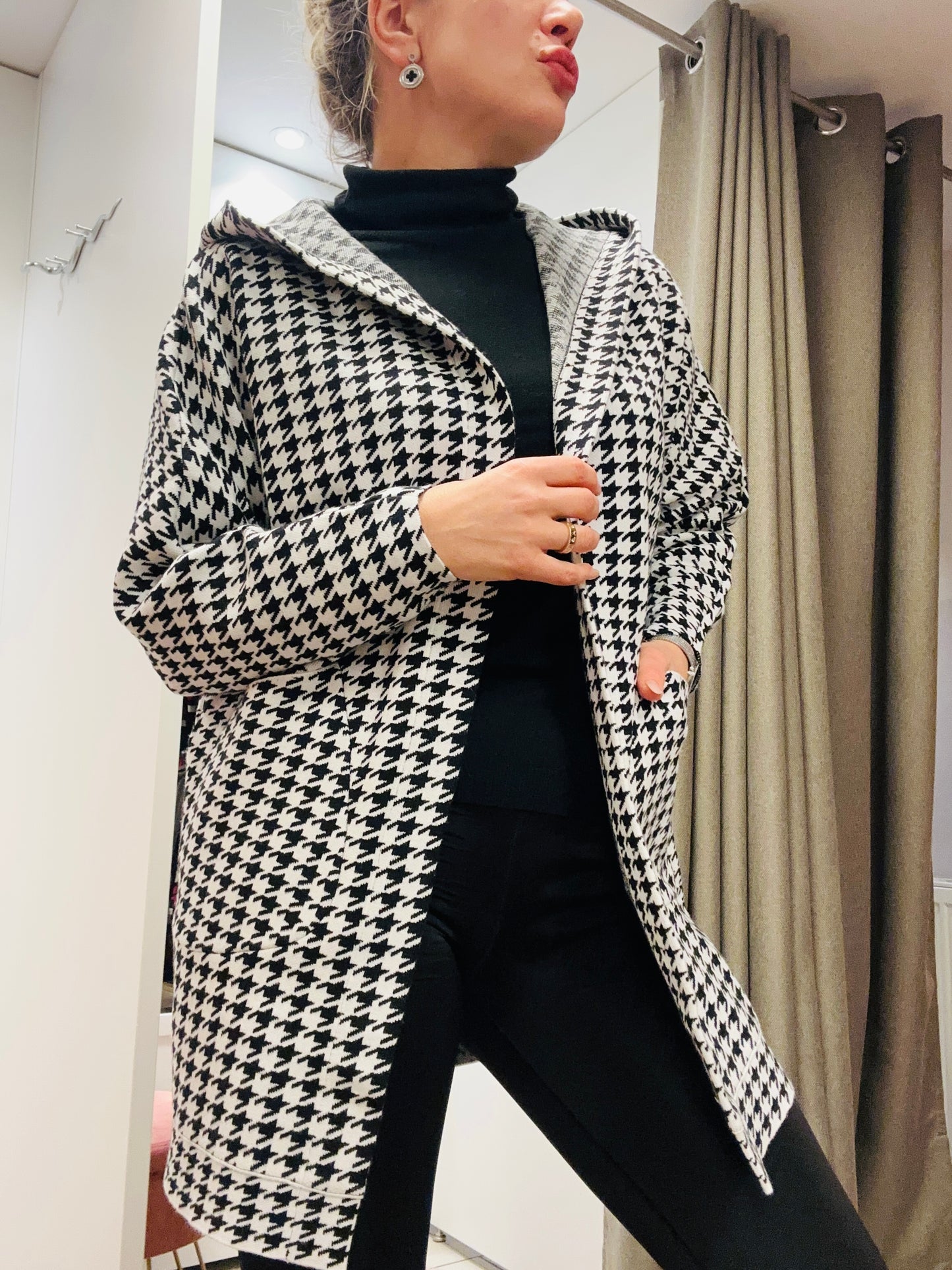 Cardigan Hahnentritt-Muster
