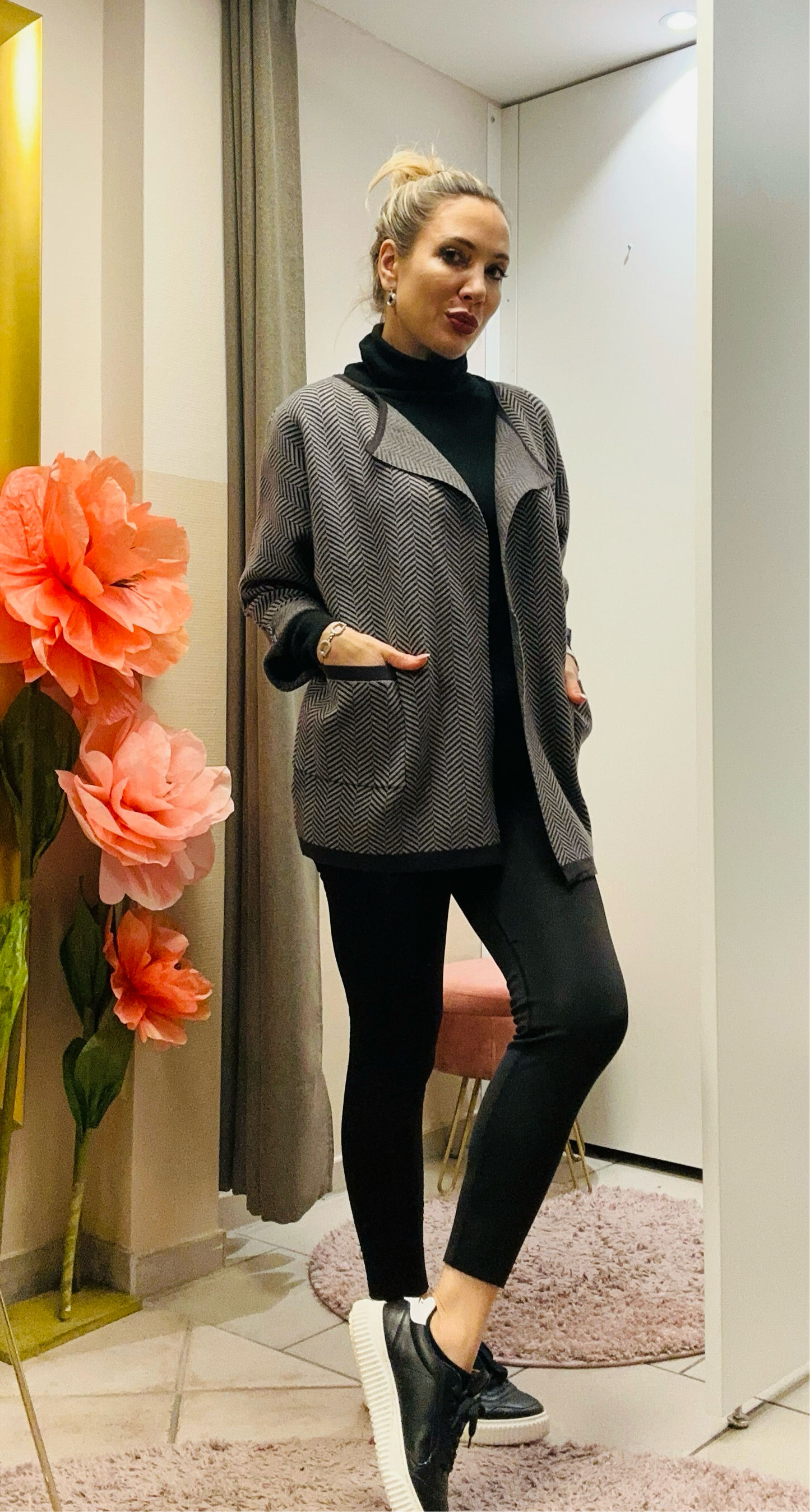 Cardigan kurz in Grau M/L/XL