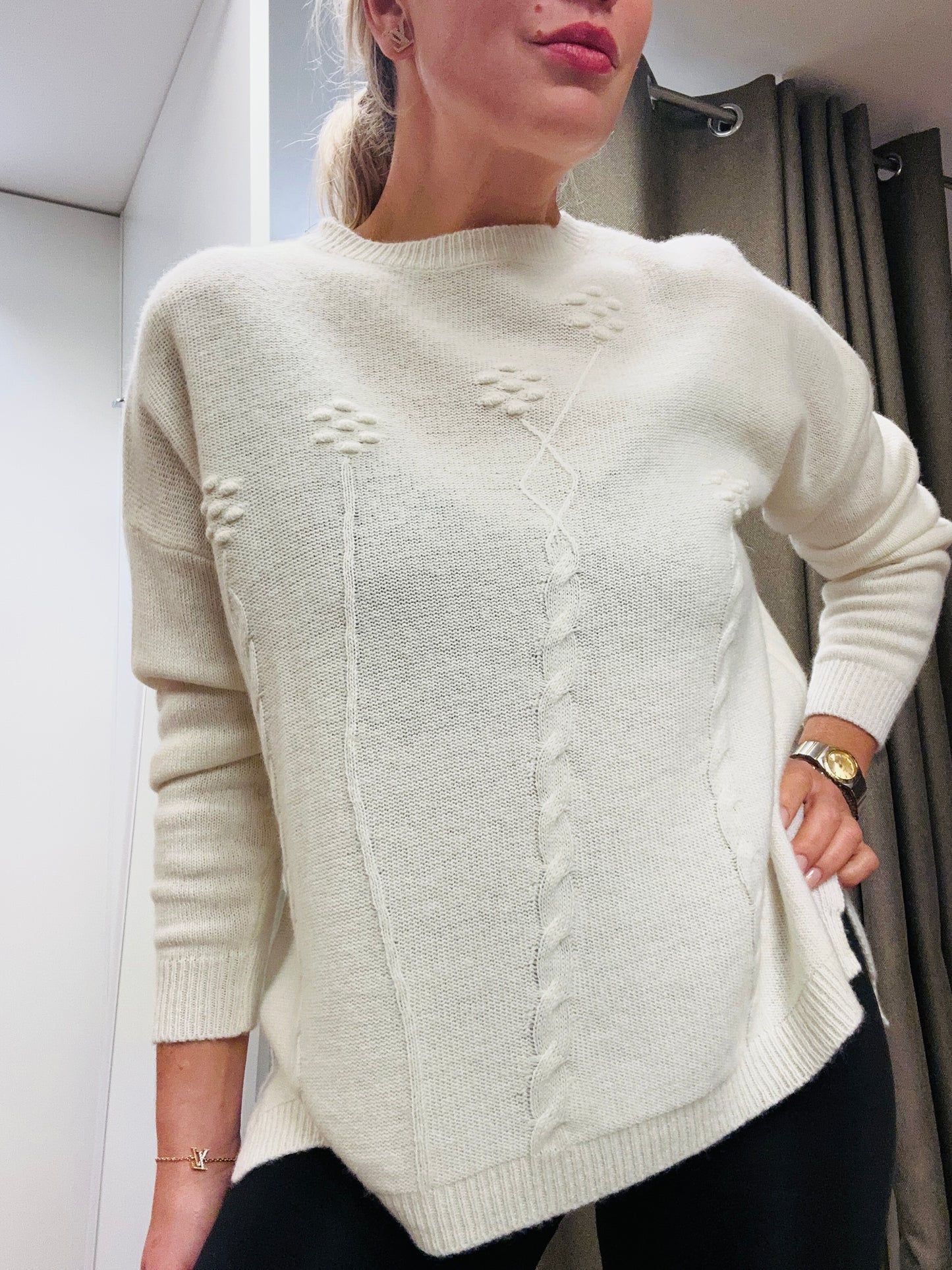 Cashmere Pullover mit Schlitz S/M