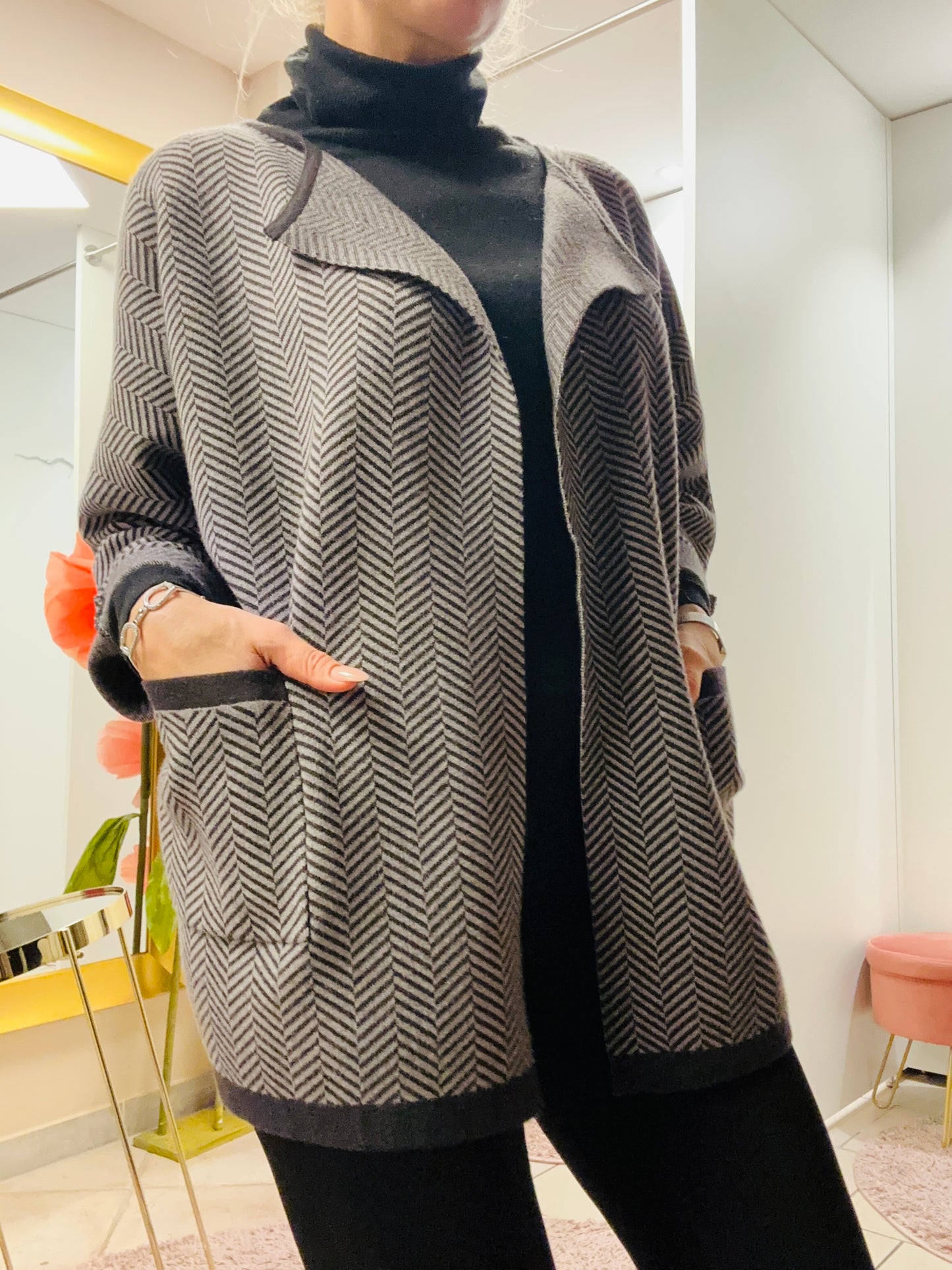 Cardigan kurz in Grau M/L/XL