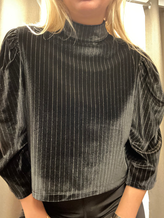 Samtbluse in Schwarz S/M