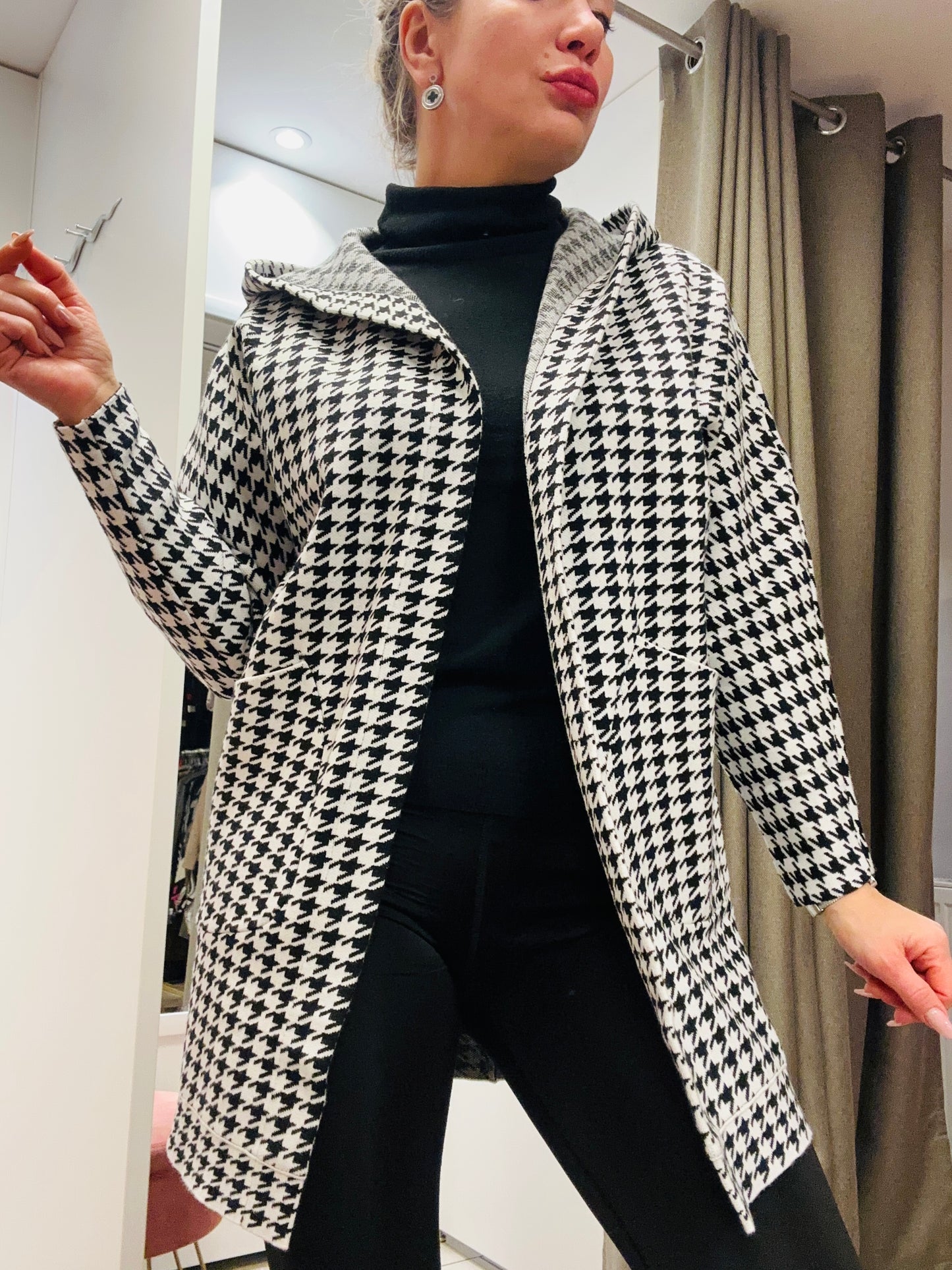Cardigan Hahnentritt-Muster