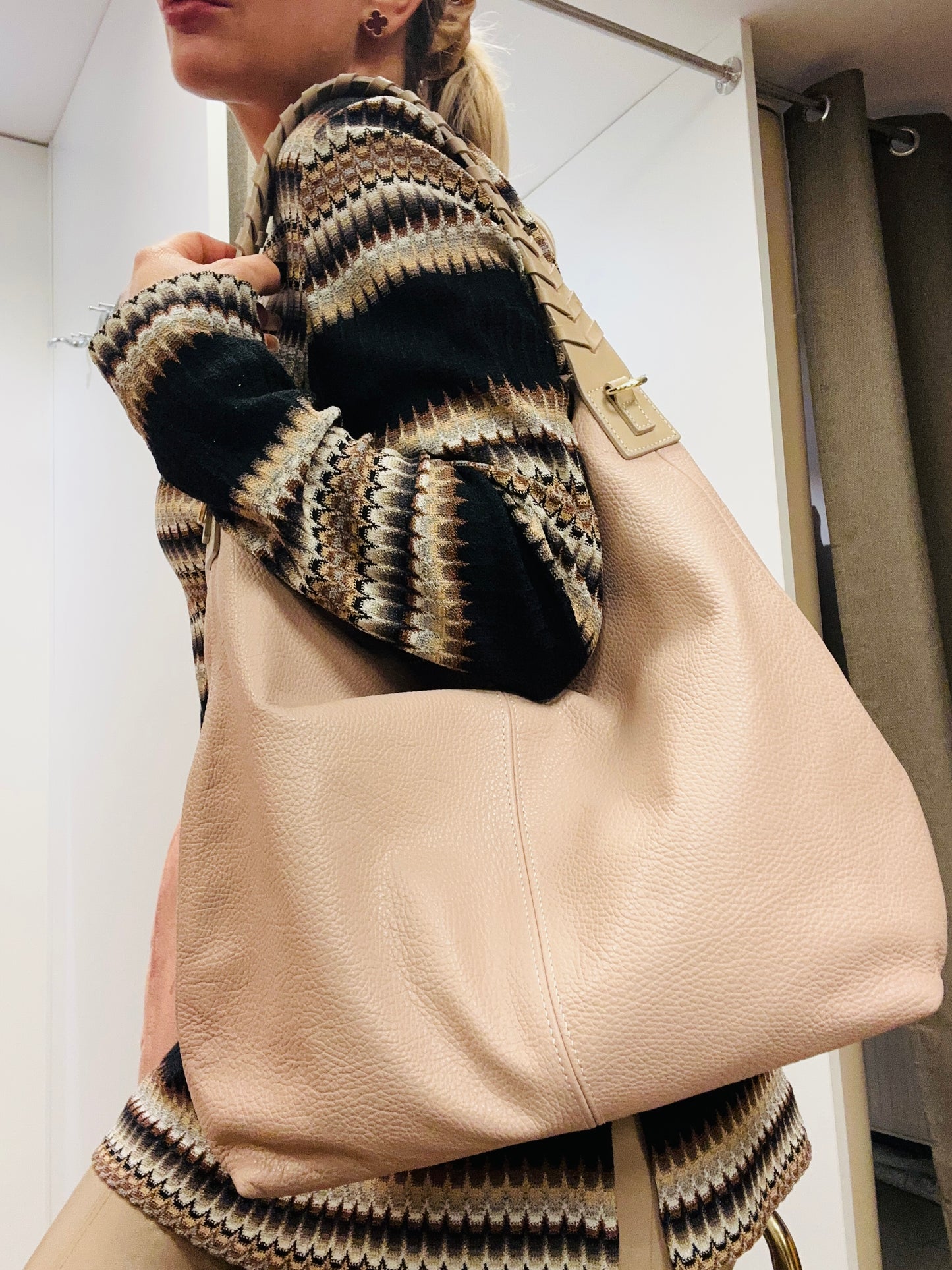 Rosa- Taupe Ledertasche/ Shopper